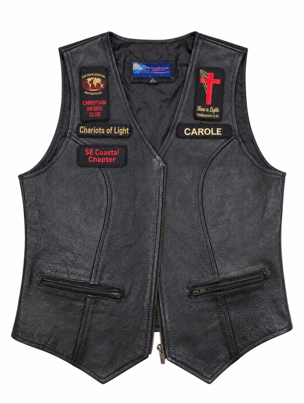 Christian Bikers Leather Vest – Chariots of Light ✨